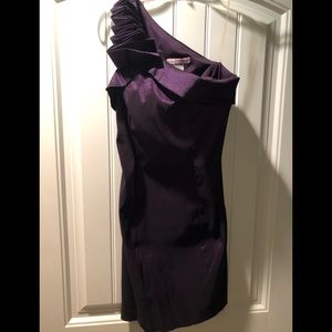Purple Metallic One Shoulder